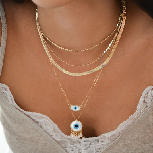 Colar Piuka Nikki Olho Grego Madre Pérola Zircônias Folheado a Ouro 18k