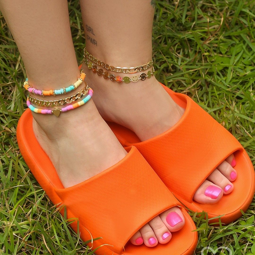 Tornozeleira Piuka Nina Smile Folheada a Ouro 18k
