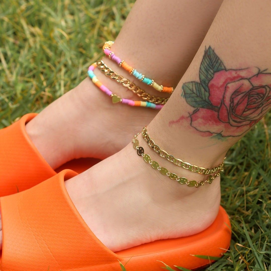 Tornozeleira Piuka Nina Smile Folheada a Ouro 18k