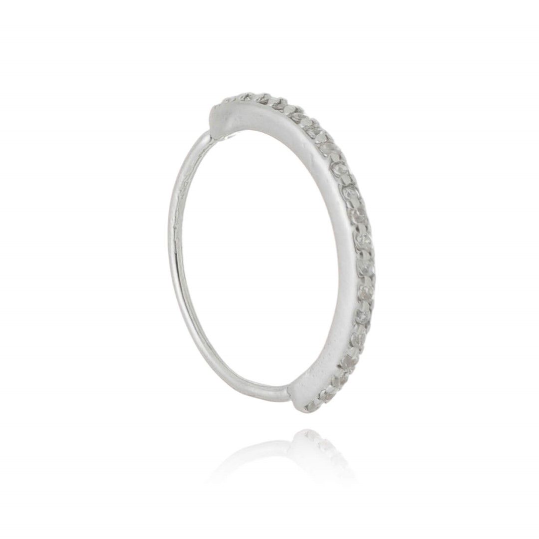 Piercing de Furo Piuka Argola Torção 12mm Ayane Zircônias Folheado em Ródio Branco