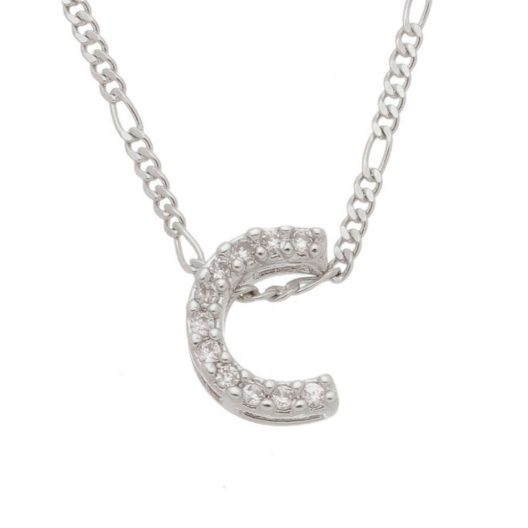 Colar com Letra Inicial a Folheado em Ródio Branco