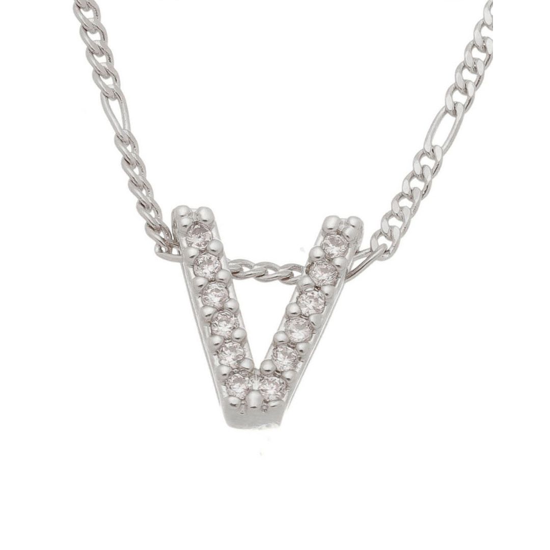 Colar com Letra Inicial a Folheado em Ródio Branco