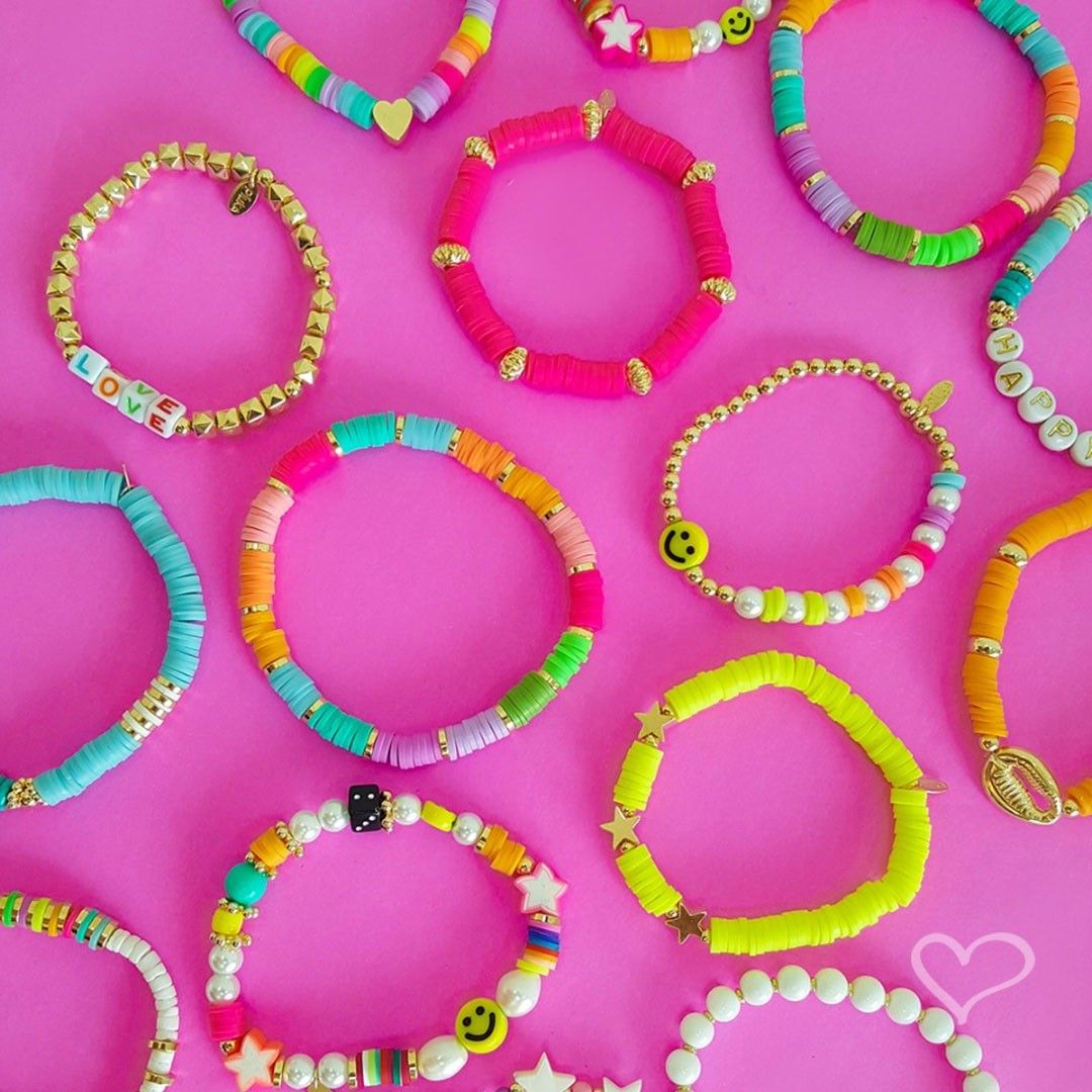 Pulseira Feminina Star Fimos Amarelo Neon Estrela