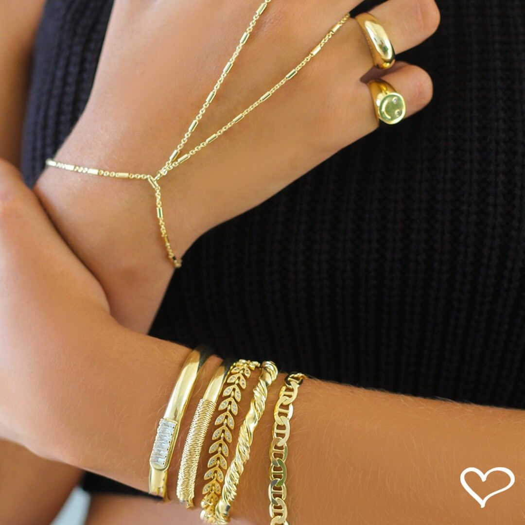 Pulseira de Mão Maya Palitos Folheada a Ouro 18k