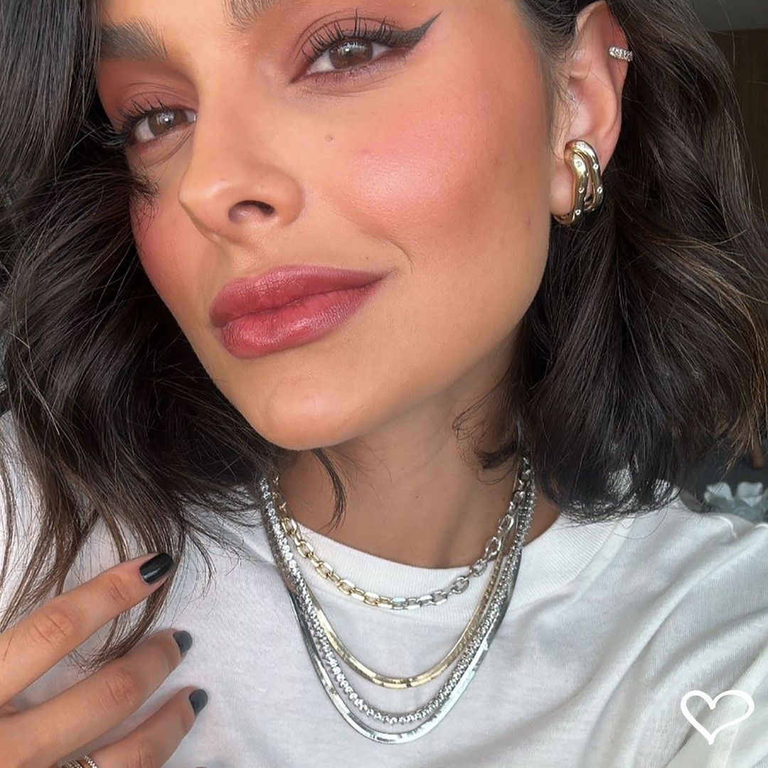 Choker 2 Voltas Malha Metal Folheada a Ouro 18k e Folheada em Ródio Branco Vitto