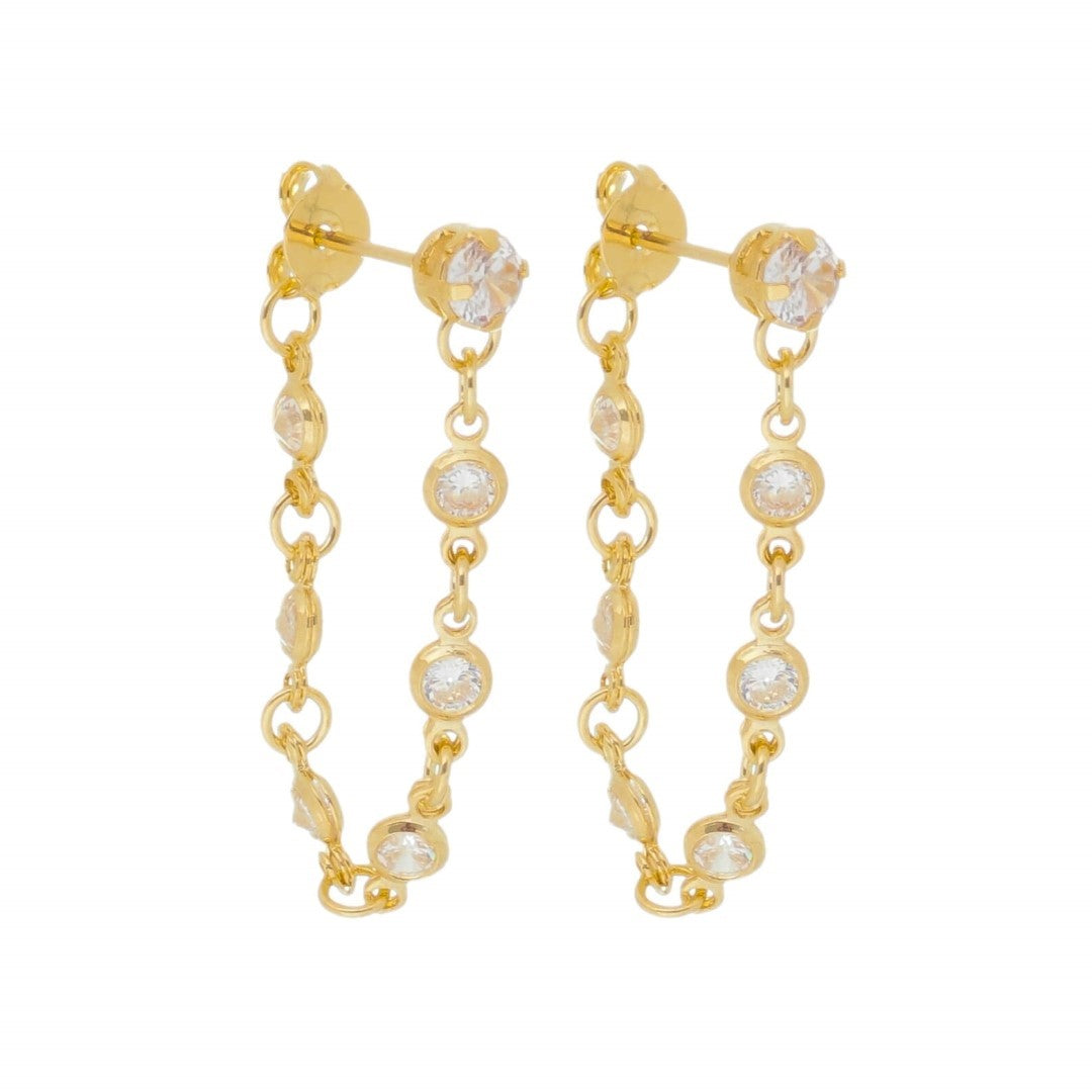 Brinco Ear Line Lucy M Ponto de Luz Zircônias Folheado a Ouro 18k