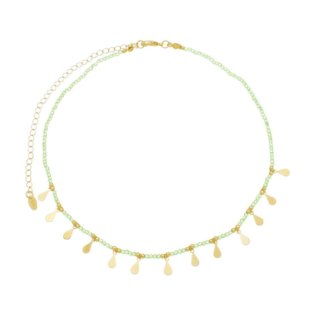 Choker Piuka Stefany Mini Gotas Zircônias Verde Limão Folheada a Ouro 18k