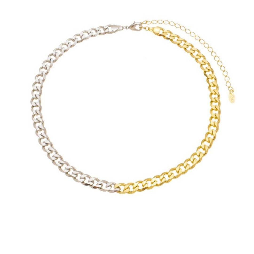 Choker Elos Folheada a Ouro 18k e Folheada em Ródio Branco Raiza