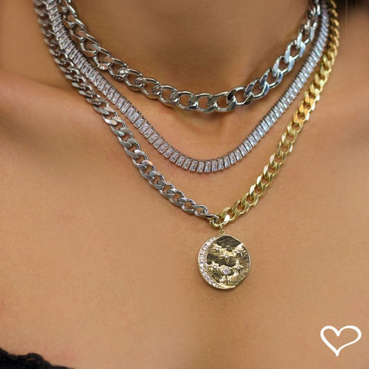 Choker Piuka Taylor Pequena Zircônias Baguete Cristal Folheada em Ródio Branco