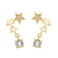 Brinco Piuka Ear Cuff Ayla Estrela Zircônia Acqua Folheado a Ouro 18k
