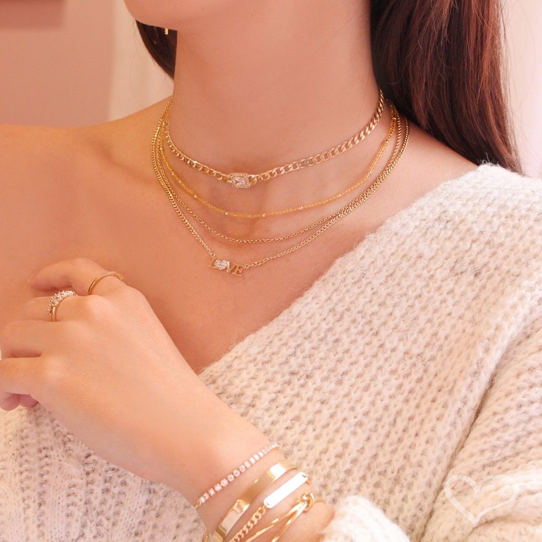 Choker Elos Grumet Zircônias Folheada a Ouro 18k Letizia