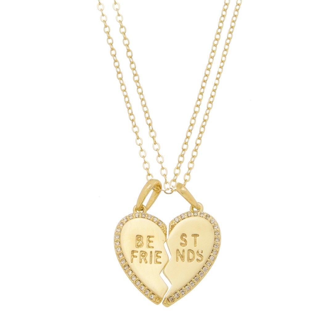 Conjunto Colar de Coração Best Friends Zircônias Folheado a Ouro 18k