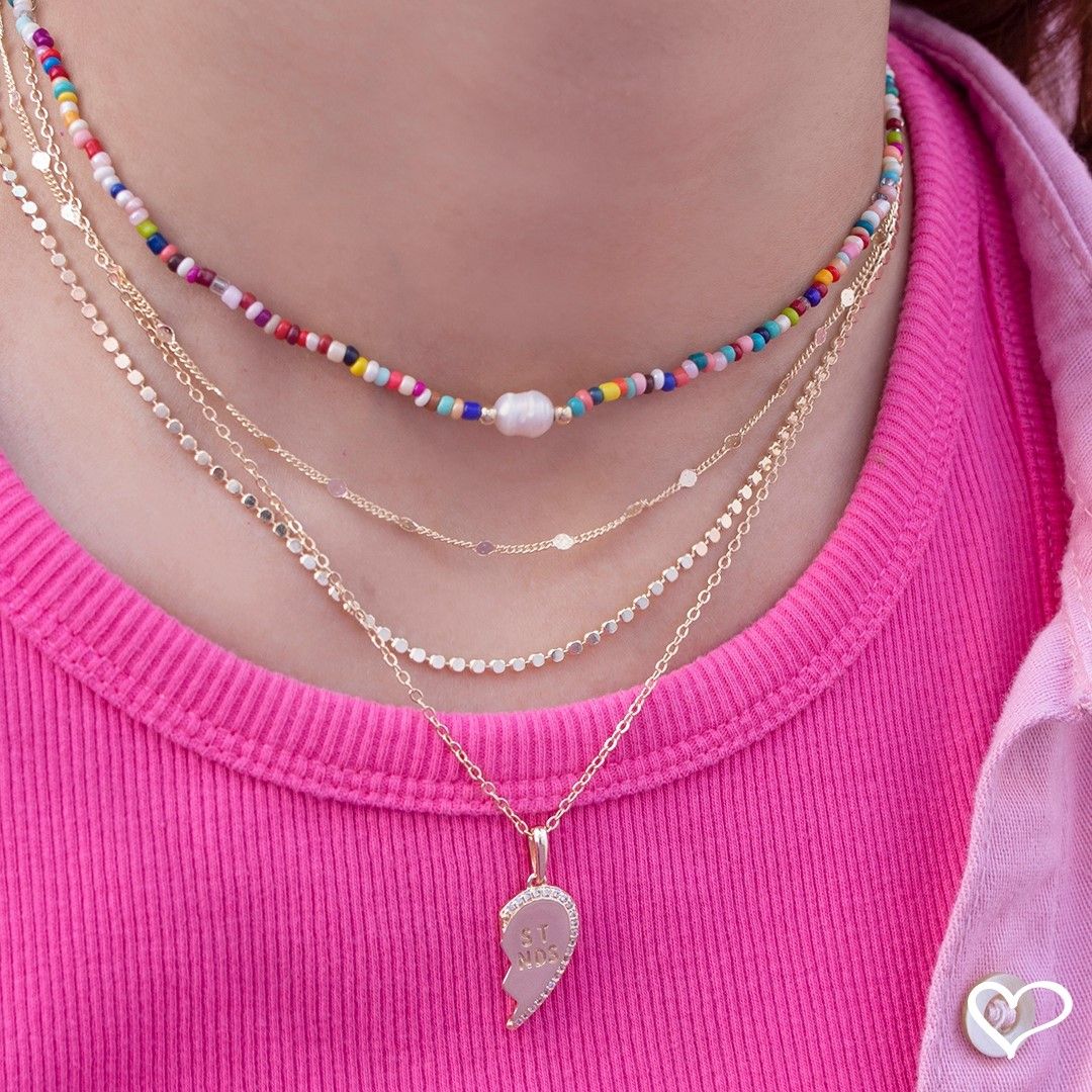 Conjunto Colar de Coração Best Friends Zircônias Folheado a Ouro 18k
