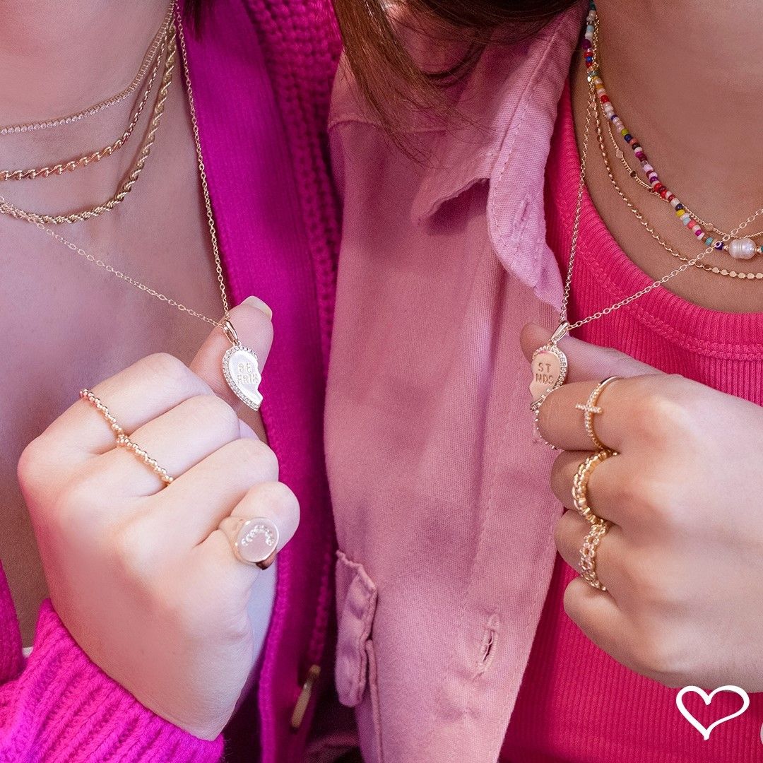 Conjunto Colar de Coração Best Friends Zircônias Folheado a Ouro 18k