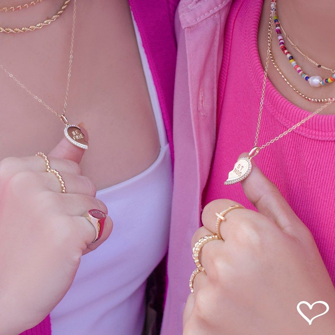 Conjunto Colar de Coração Best Friends Zircônias Folheado a Ouro 18k