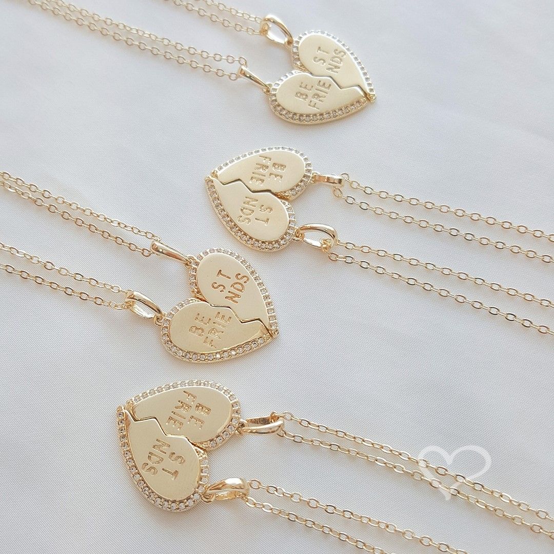 Conjunto Colar de Coração Best Friends Zircônias Folheado a Ouro 18k