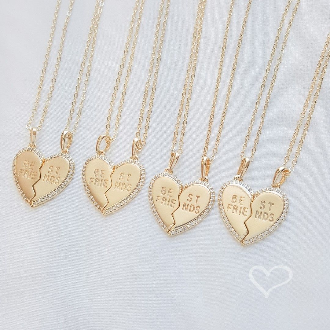 Conjunto Colar de Coração Best Friends Zircônias Folheado a Ouro 18k