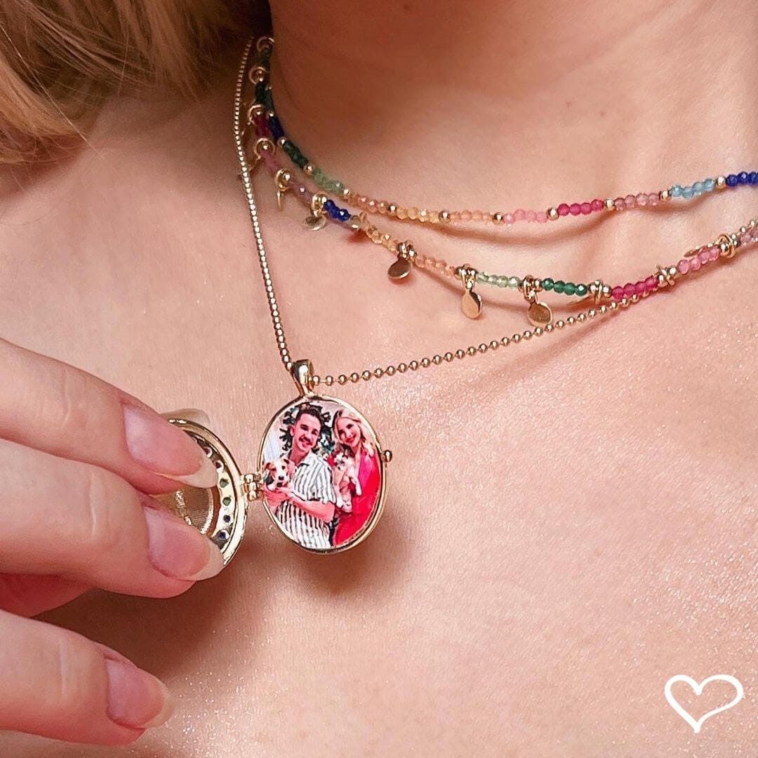 Colar Relicário de Coração Life Zircônias Coloridas Folheado a Ouro 18k