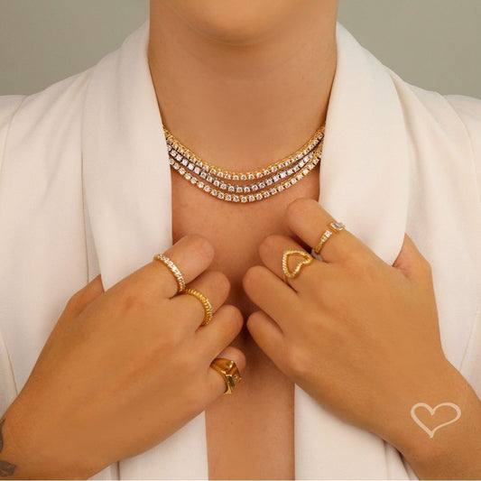 Colar Feminino Riviera Megan 45 cm Zircônias Folheada a Ouro 18k