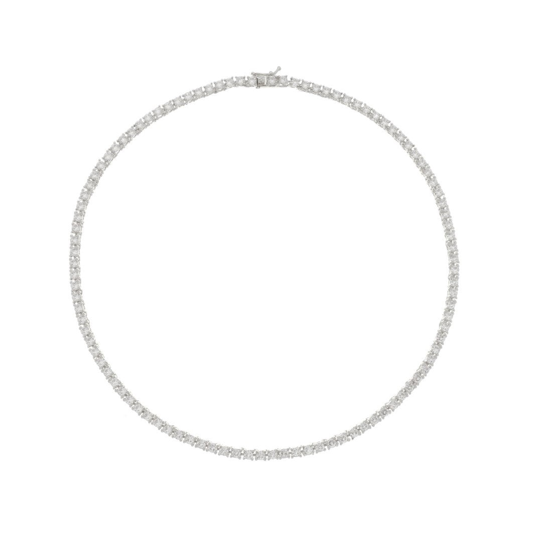 Colar Feminino Riviera Megan 45 cm Zircônias Folheado em Ródio Branco