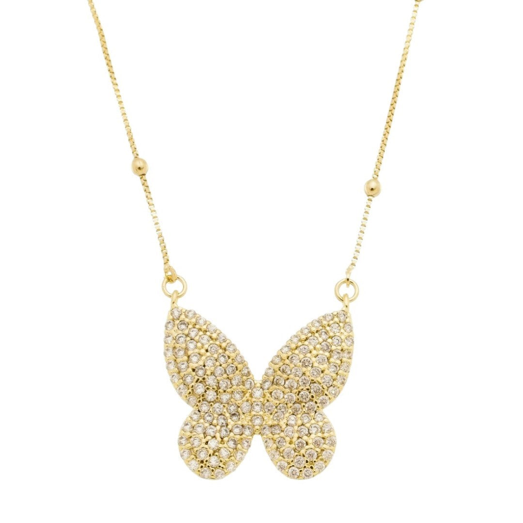Colar Piuka Cecil Borboleta Zircônias Folheado a Ouro 18k