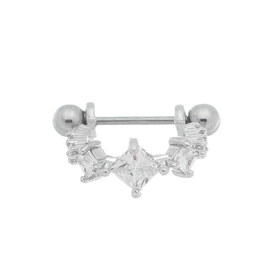 Piercing de Furo Argola 7mm com Haste Amy Zircônias Prata