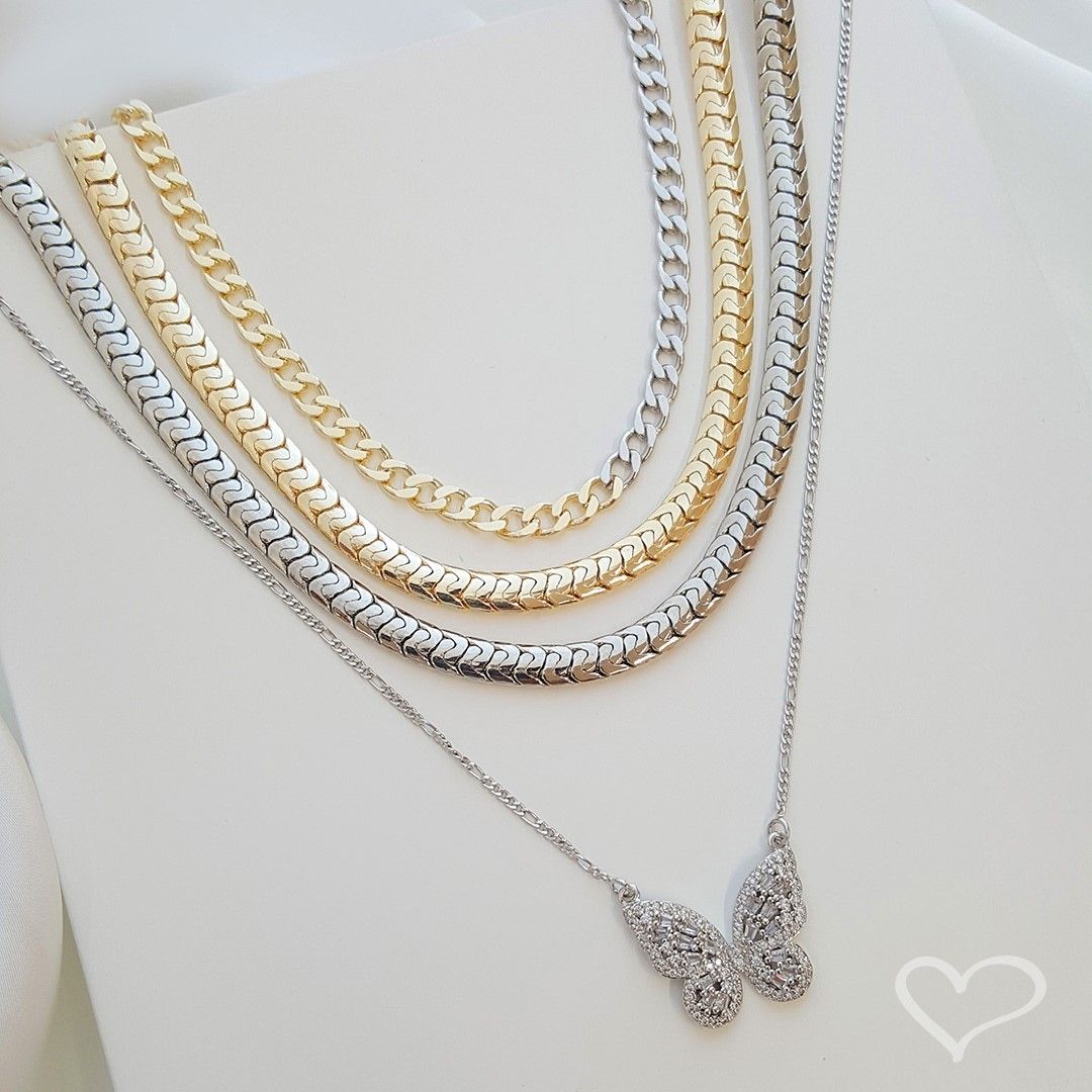 Choker Elos Groumet Folheada a Ouro 18k e Folheada em Ródio Branco Frida