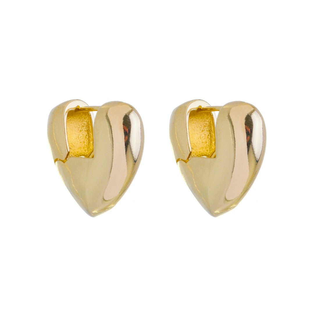 Brinco Argola Eva Coração Folheado a Ouro 18k