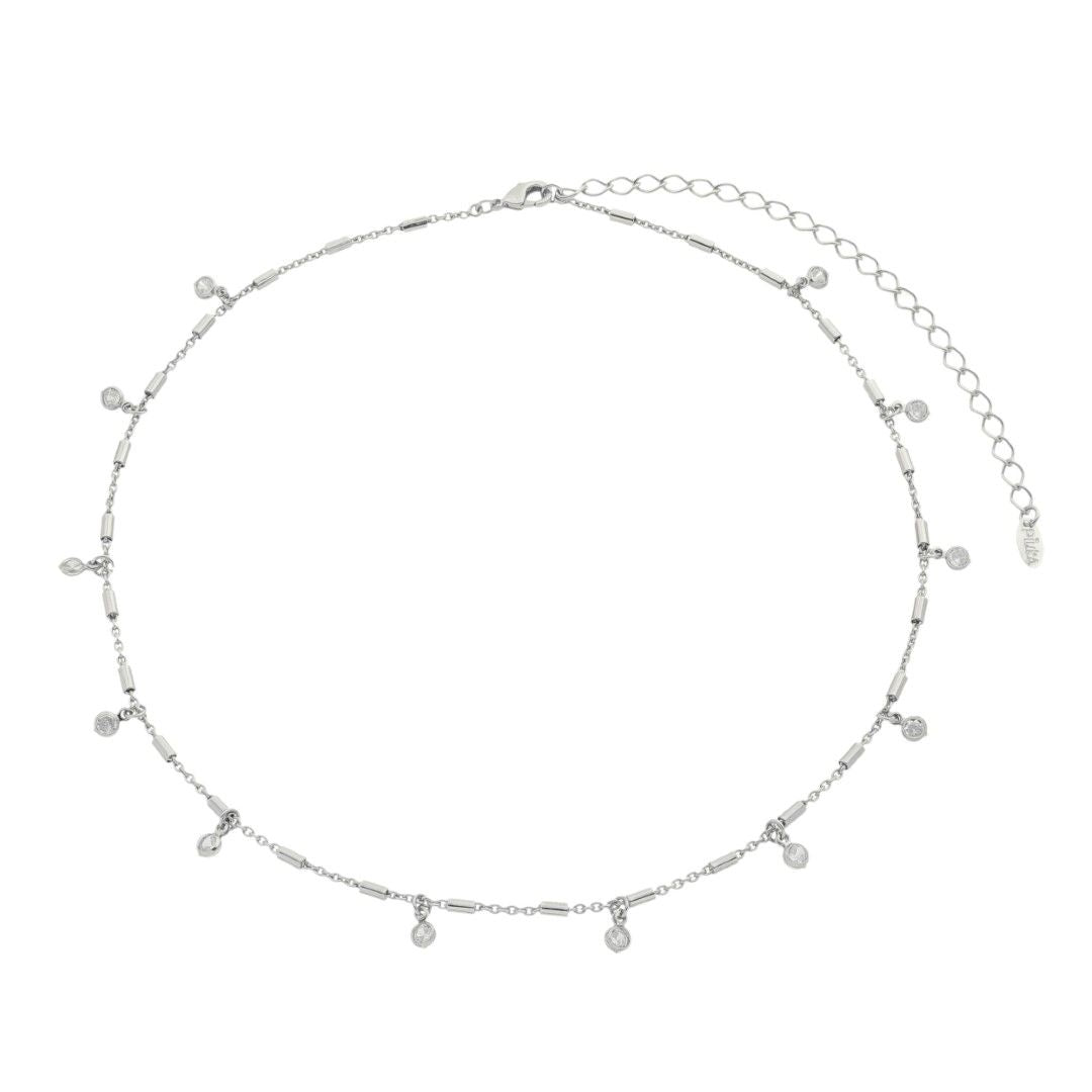 Choker Piuka Anne Zircônias Folheada em Ródio Branco