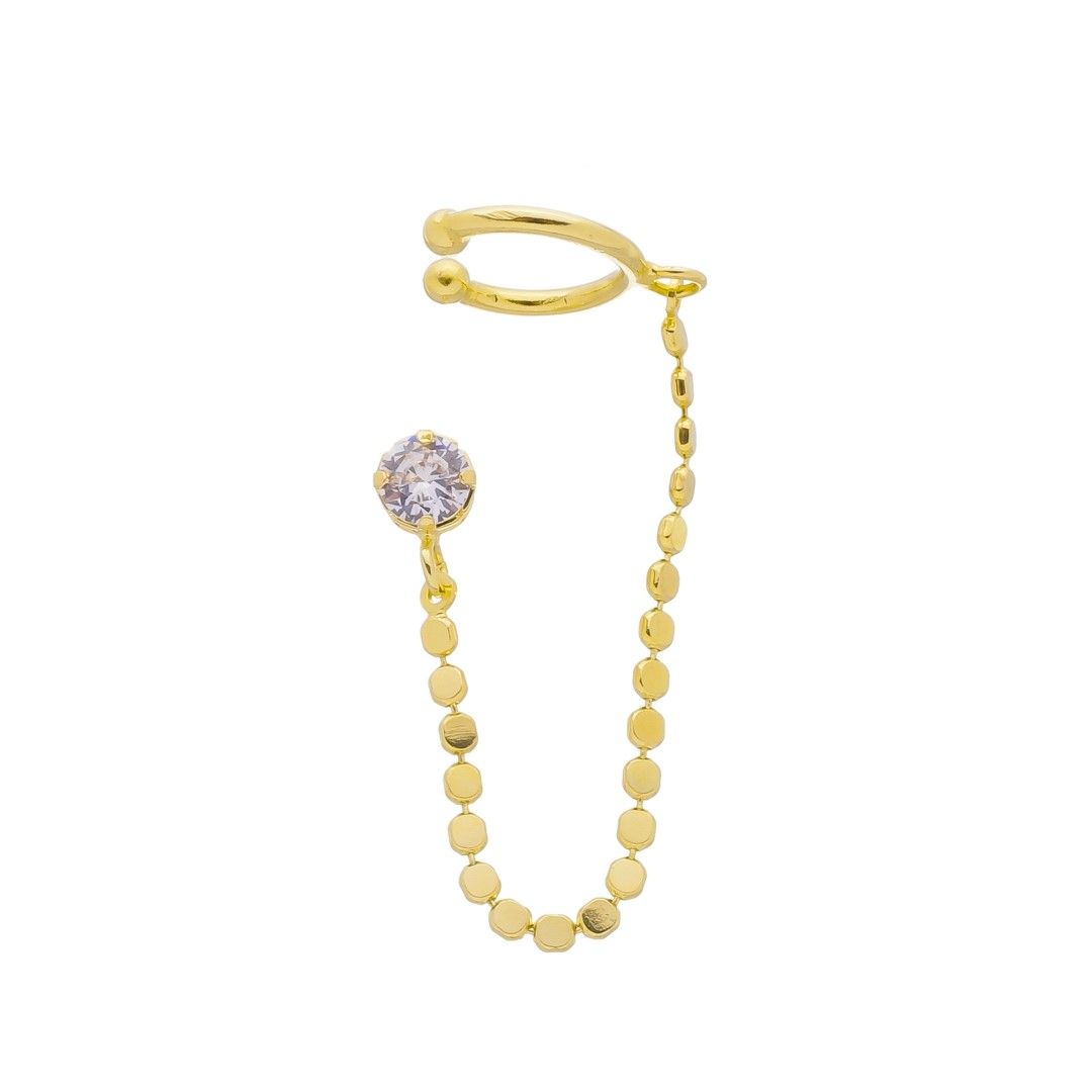 Brinco Piuka Unitário Ear Line Isis Zircônia Folheado a Ouro 18k