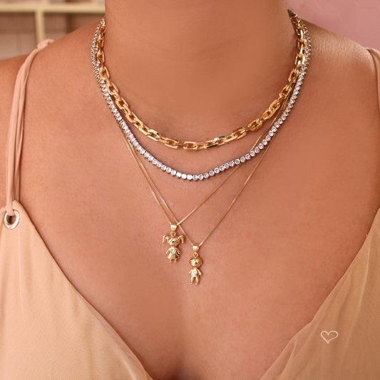 Colar Filha Menina Zircônia Folheado a Ouro 18k Piuka