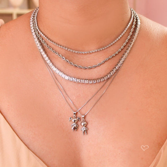 Colar Filha Menina Zircônia Folheado em Ródio Branco Piuka