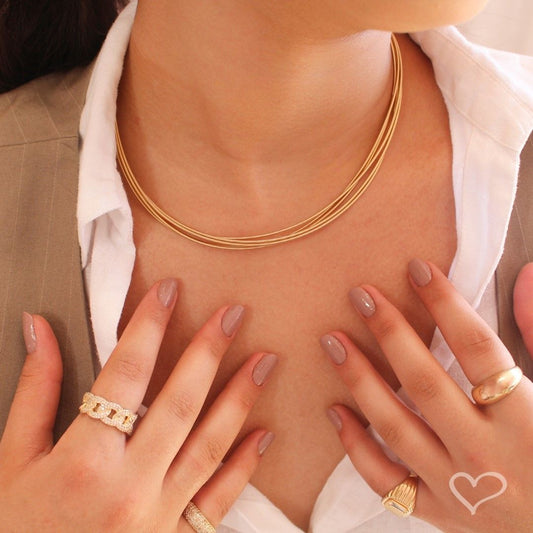 Anel Piuka Alana Elos Zircõnias Folheado a Ouro 18k