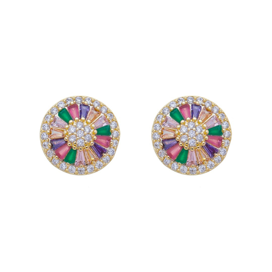 Brinco Piuka Nataly Pizza P Zircônias Coloridas Folheado a Ouro 18k