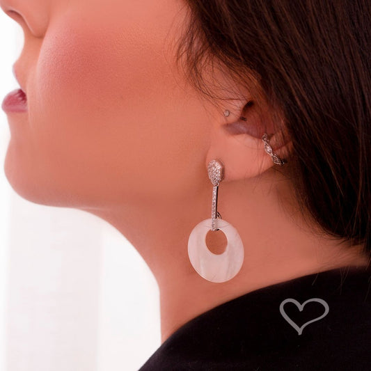 Brinco Manuella Madre Pérola Zircônia Folheado em Ródio Branco