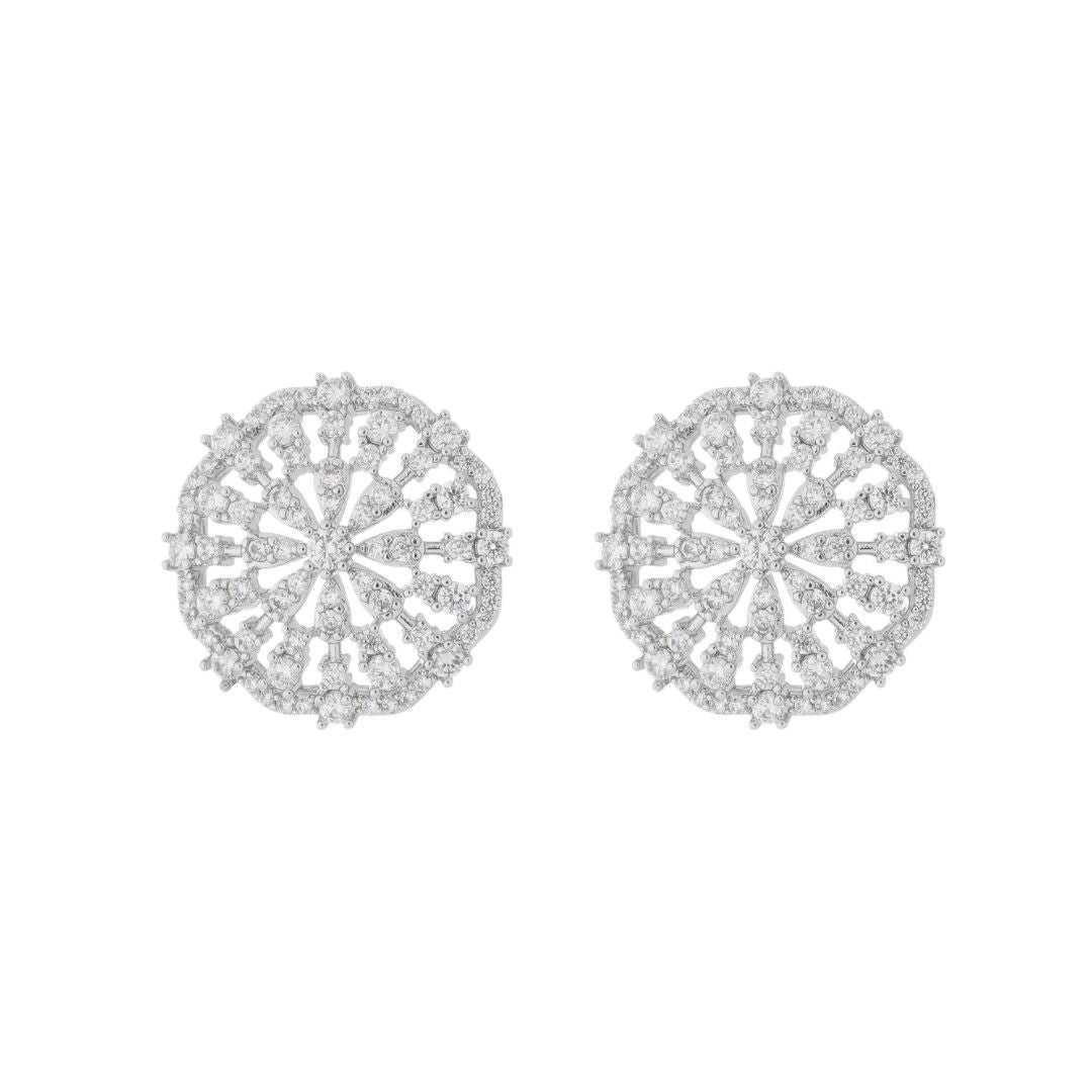 Brinco Pizza Amália Zircônia Folheado em Ródio Branco