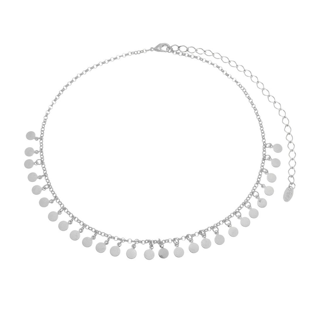 Choker Mini Medalhas Laika Folheada em Ródio Branco