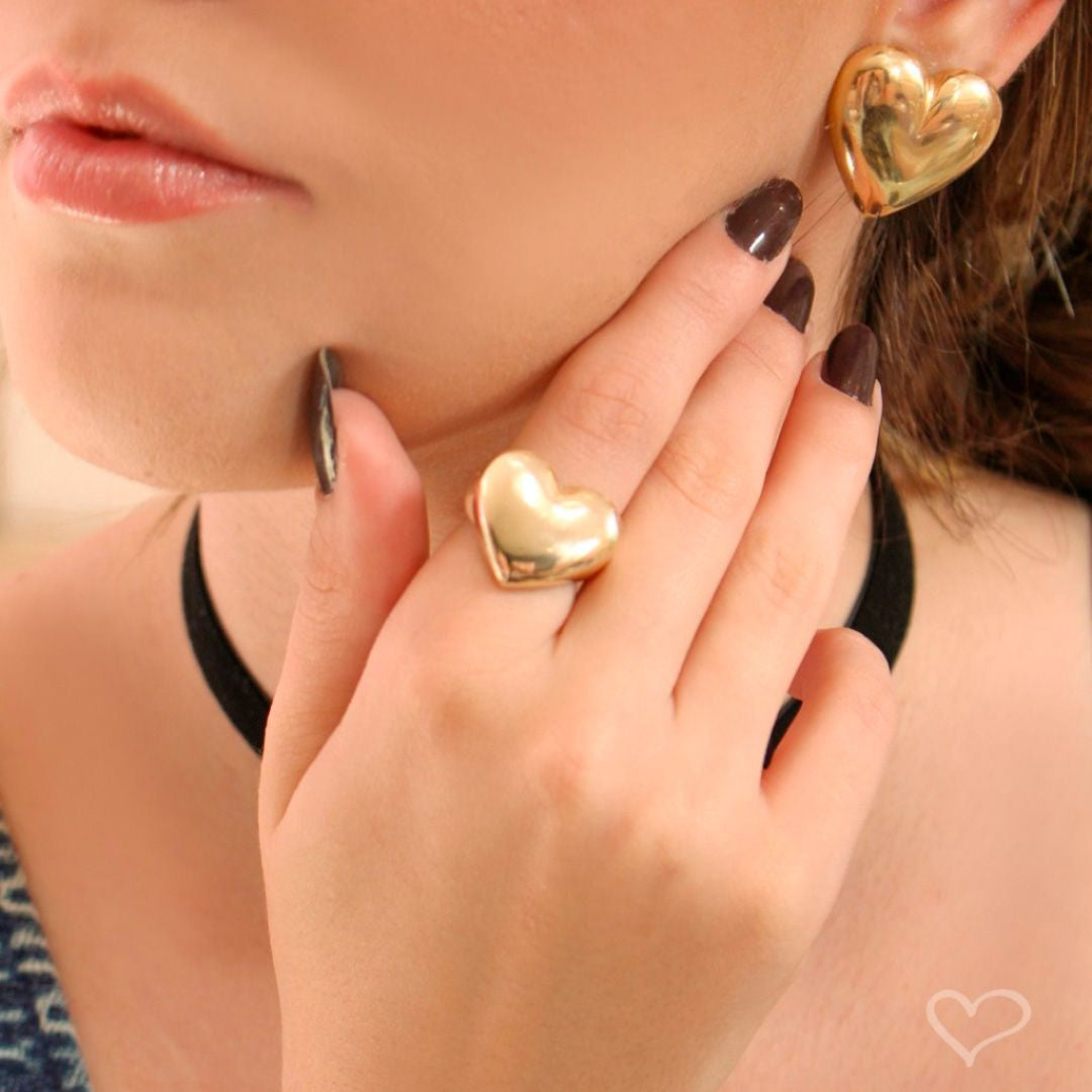 Brinco de Coração Luisa G Folheado a Ouro 18k