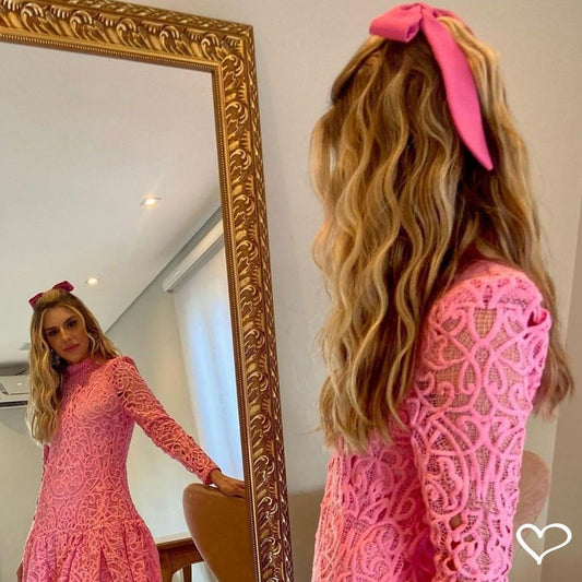 Laço de Cabelo Nat Crepe Rosa