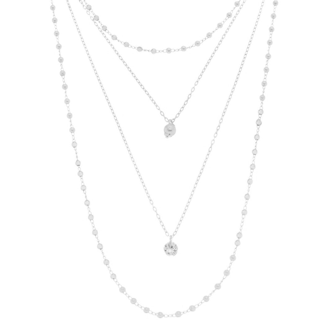 Mix de Colares Lala Pérolas Zircônias Folheado em Ródio Branco