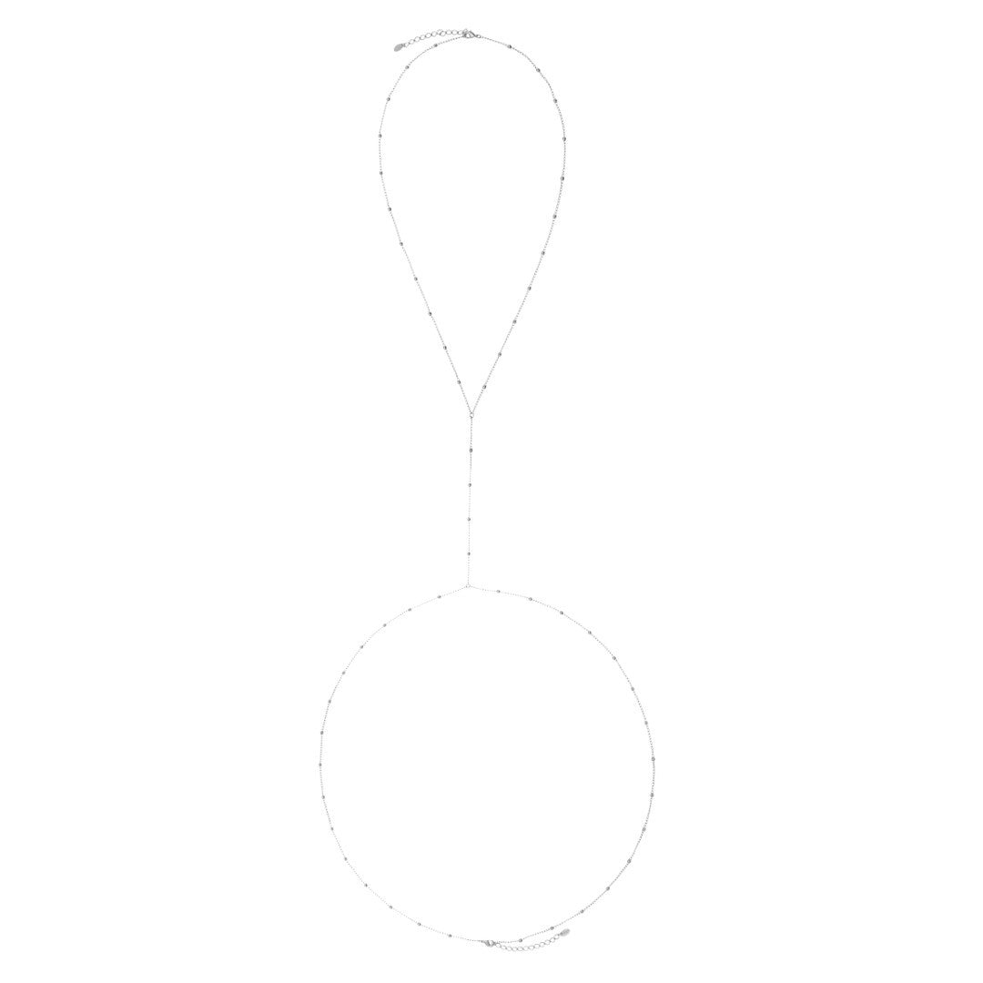 Body Chain Piuka Dua Bolinhas Folheado em Ródio Branco