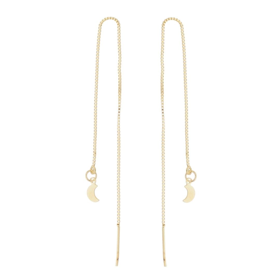 Brinco Fio Maia Lua Folheado 18k