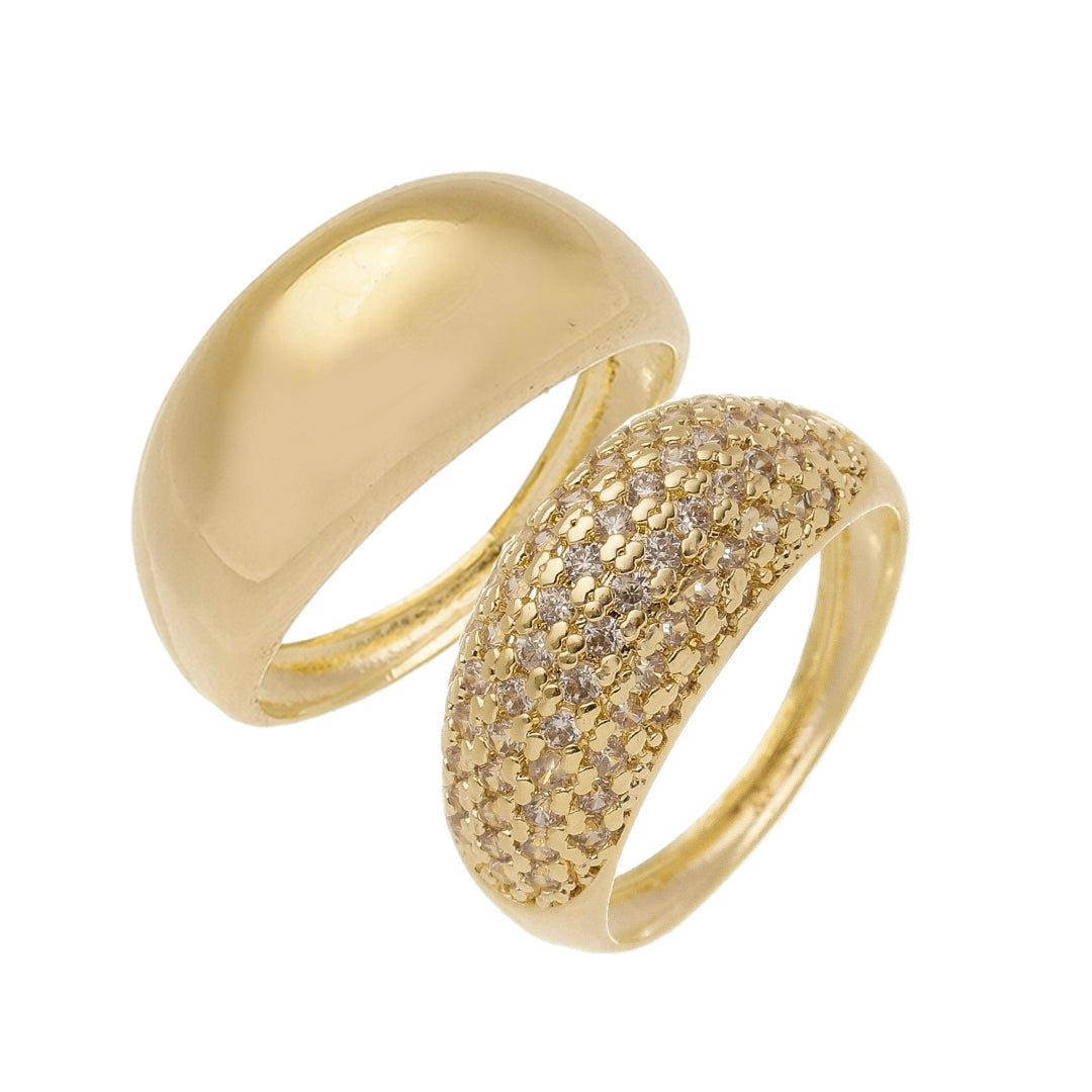 Anel Duplo Vintage Dakota Zircônias Folheado a Ouro 18k