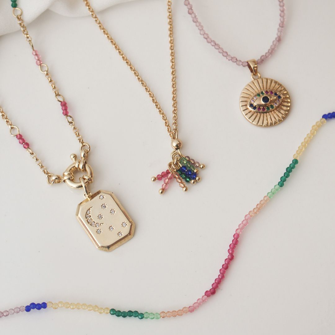 Choker Kali Medalha Olho Grego Zircônias Folheado a Ouro 18k