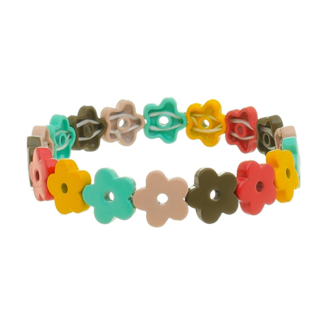 Pulseira Lara Flor Metal Tons de Verde