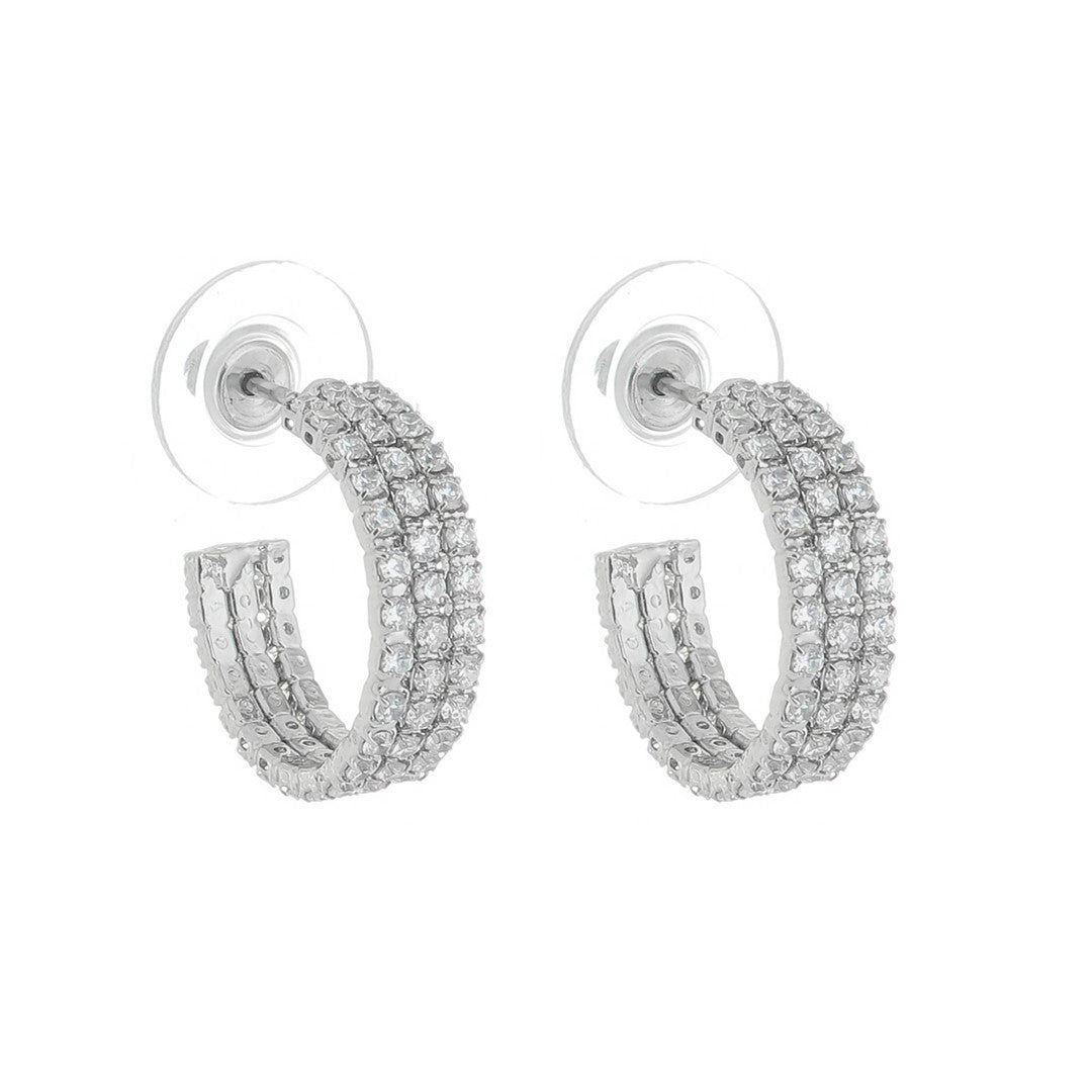 Brinco de Argola Kate P Zircônias Folheado em Ródio Branco