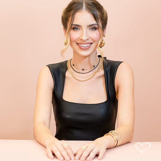 Choker Fê Zircônias Preta Folheada a Ouro 18k