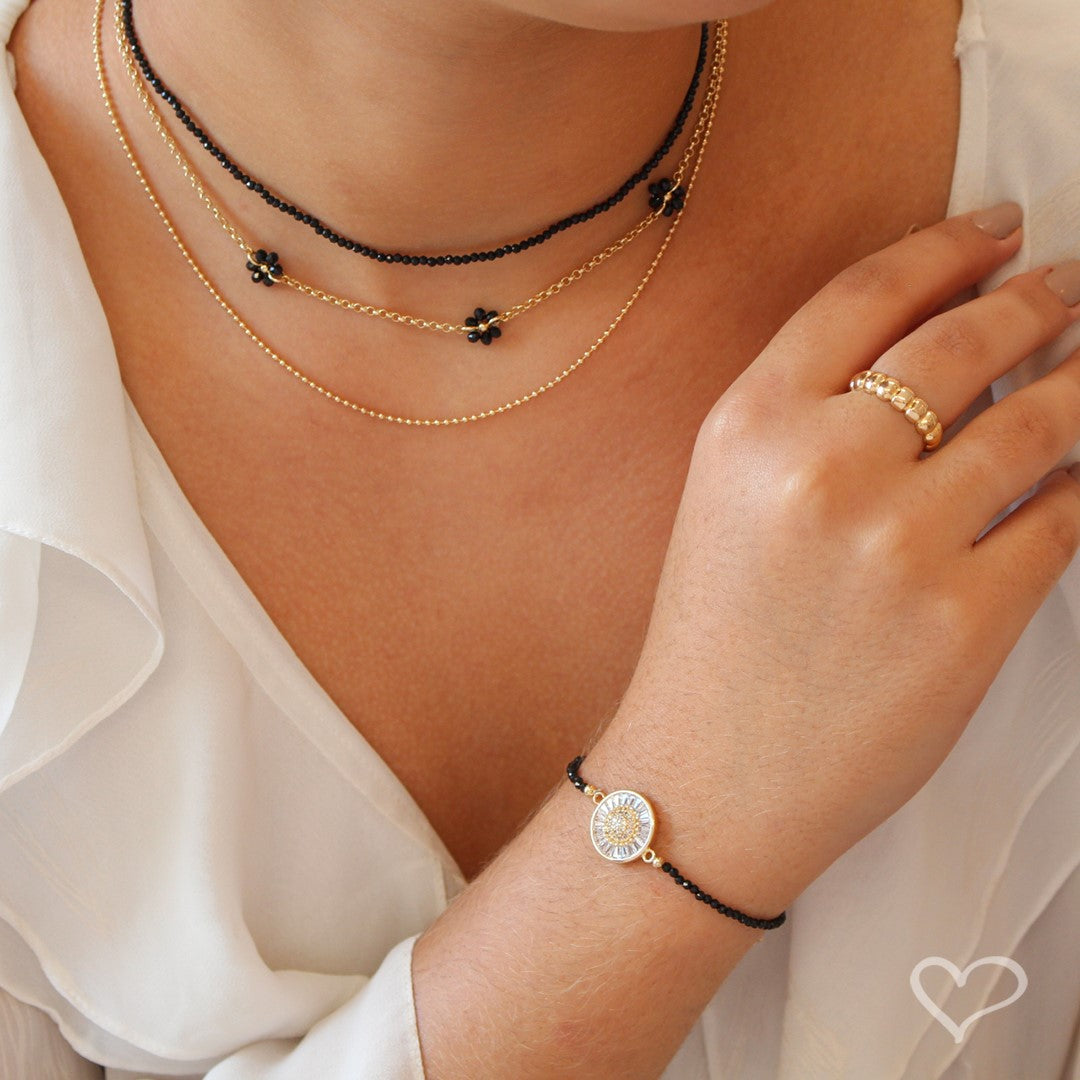 Choker Fê Zircônias Preta Folheada a Ouro 18k