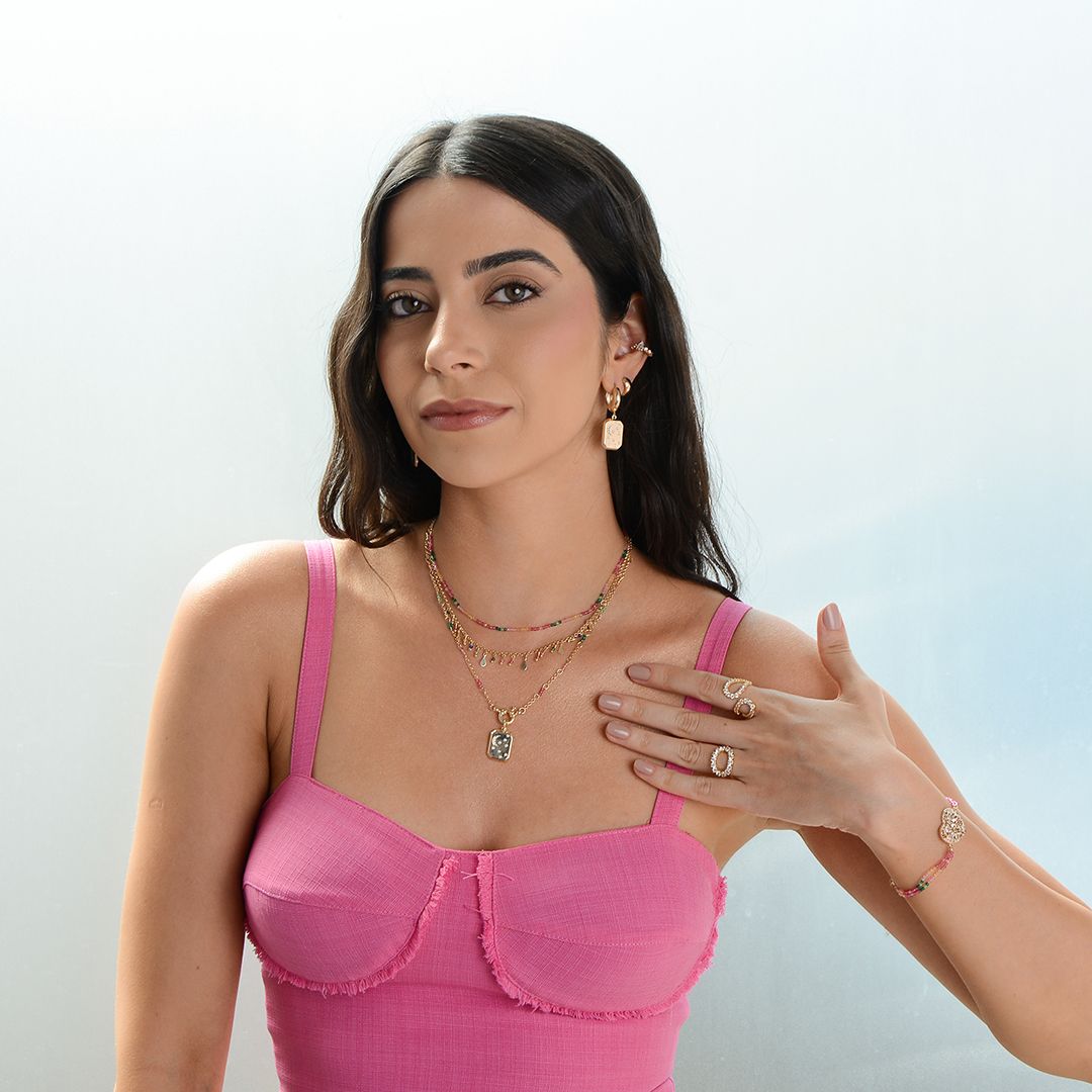 Choker Carina Gotas Zircônias Multicoloridas Folheado a Ouro 18k
