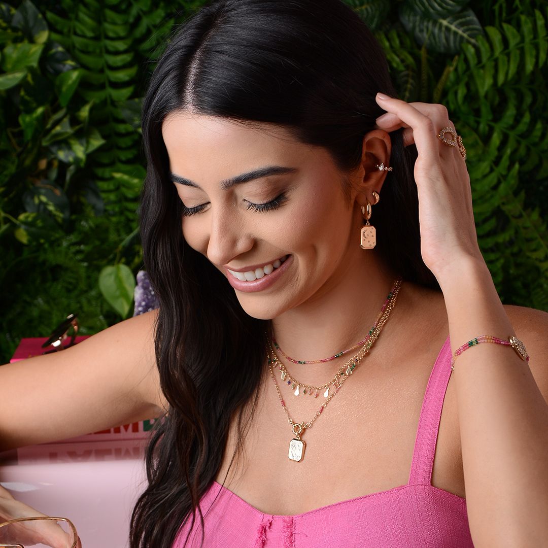 Choker Carina Gotas Zircônias Multicoloridas Folheado a Ouro 18k